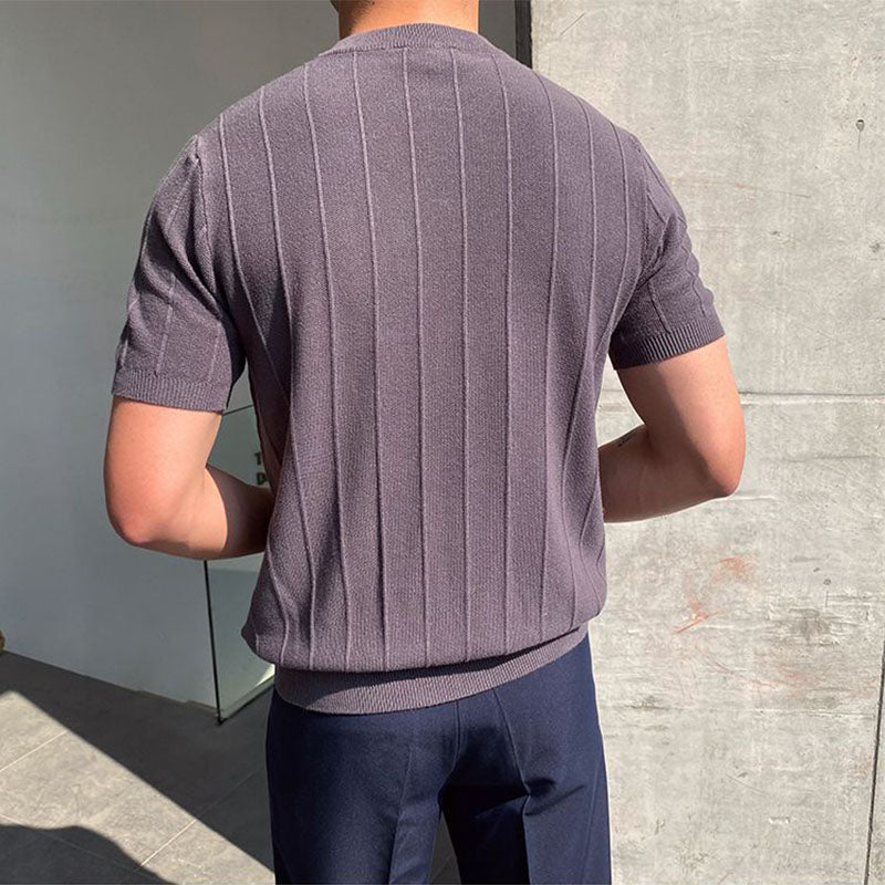 Men's Korean Round Neck Short Sleeve Knit Shirt