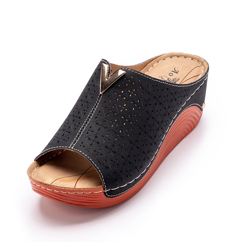 Large Wedge Heel Platform Slippers for Women