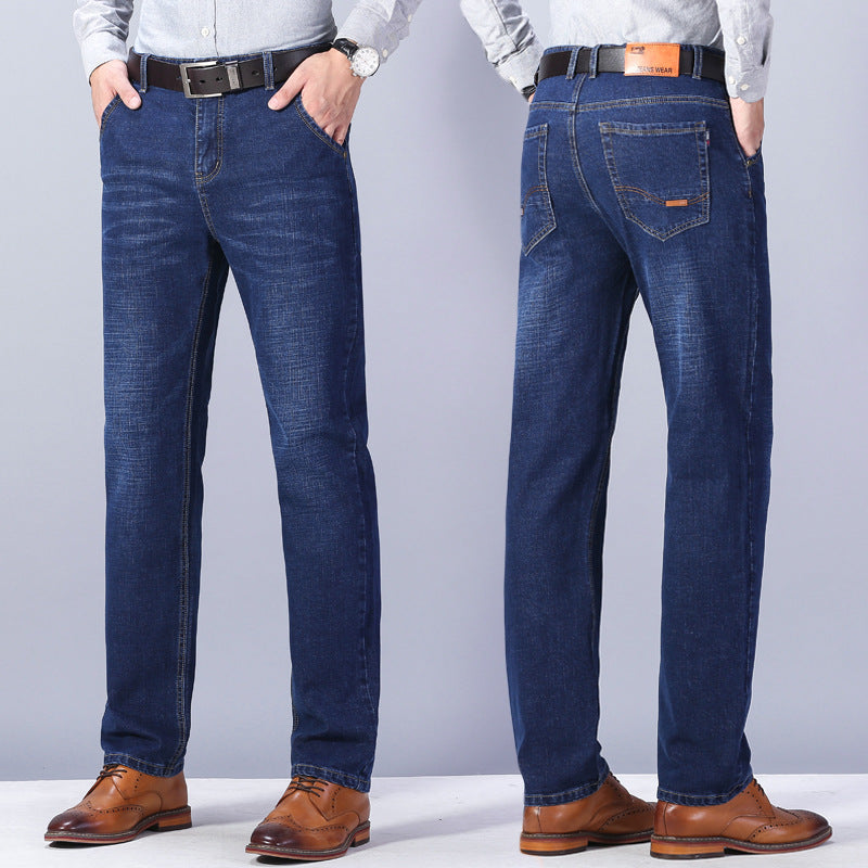 Men's Loose Fit Stretch Denim Pants for Business