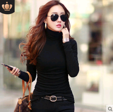 Women's High Neck Fleece Long Sleeve T-Shirt
