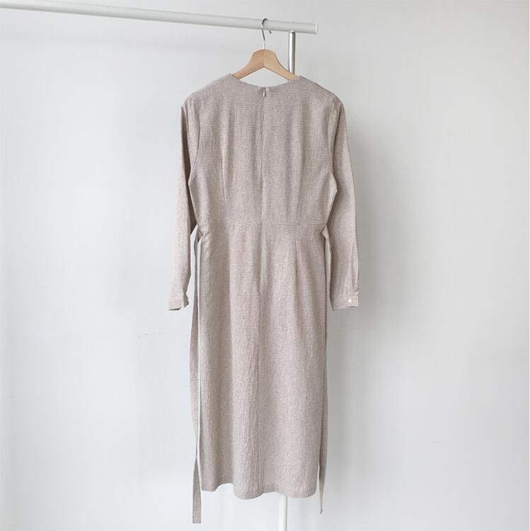 Korean Style Long Sleeve Checkered Dress