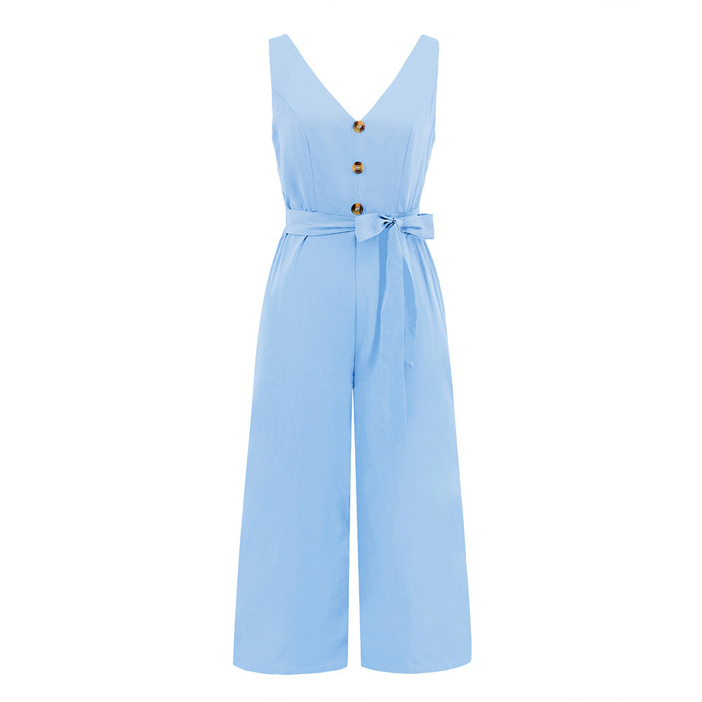 Fashionable Sleeveless V-Neck Jumpsuit for Women