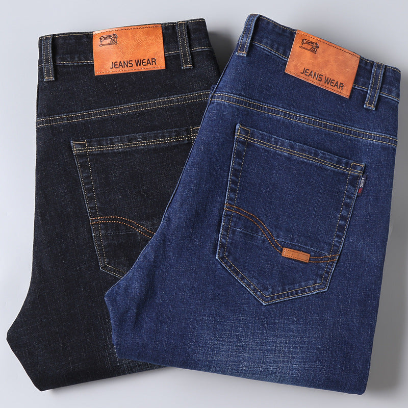 Men's Loose Fit Stretch Denim Pants for Business