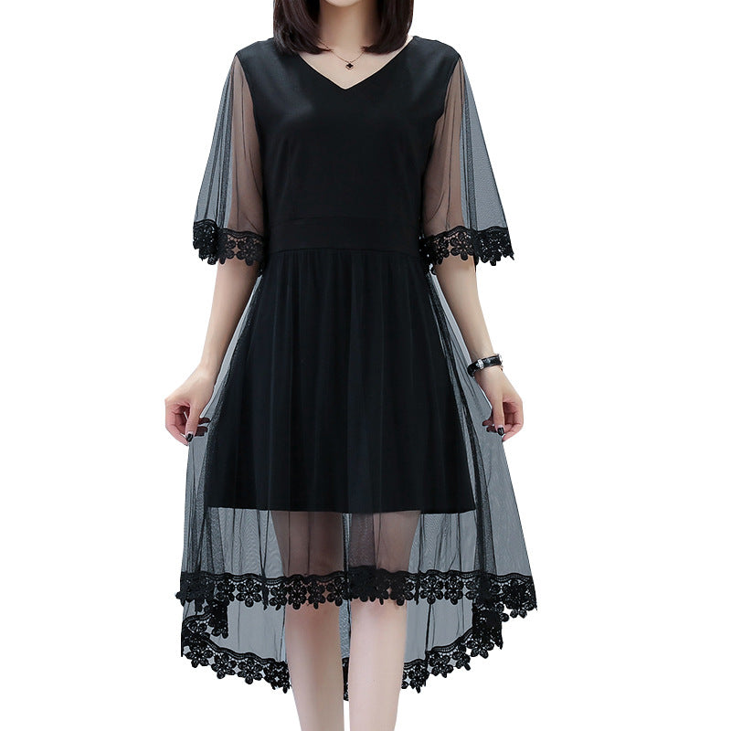 Plus Size Lace Sleeve Dress for Summer