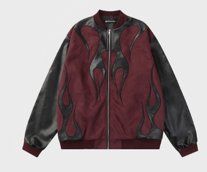 Men's Embroidered Leather Racing Suit Coat