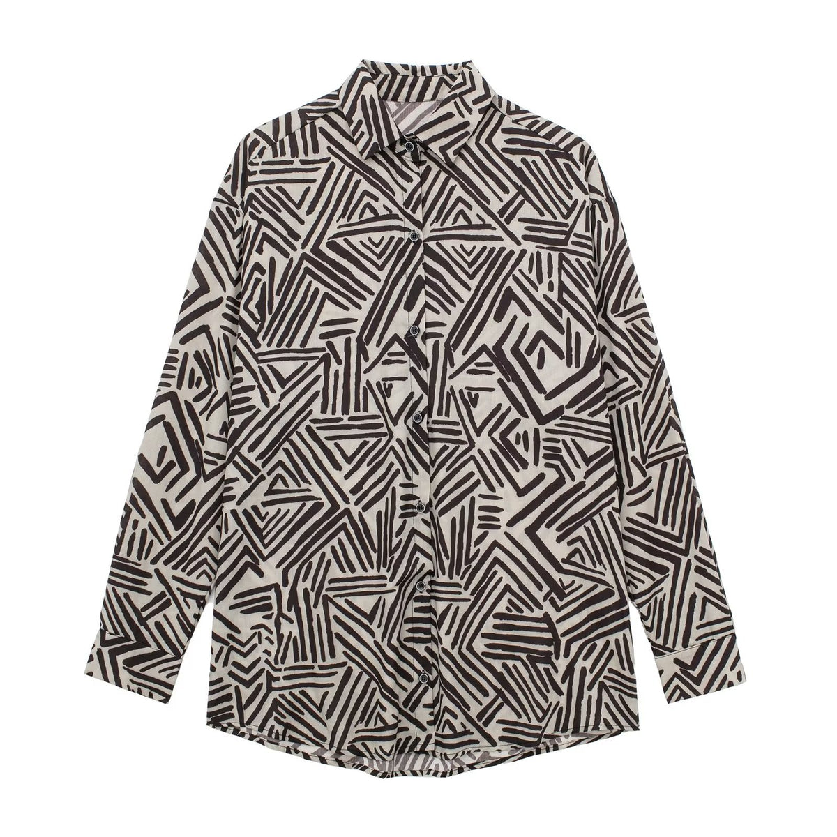 Women's Printed Long Sleeve Cotton Shirt and Wrap Set