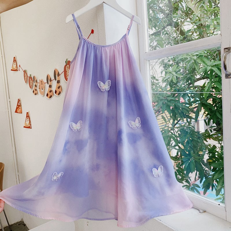 "Parent-Child Butterfly Strap Dress Set"