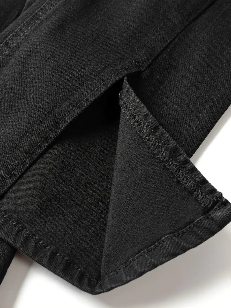 Vintage High Waist Slit Flared Bootcut Jeans for Women