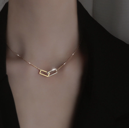 BTS Geometric Logo Pendant Necklace for Women in Steel