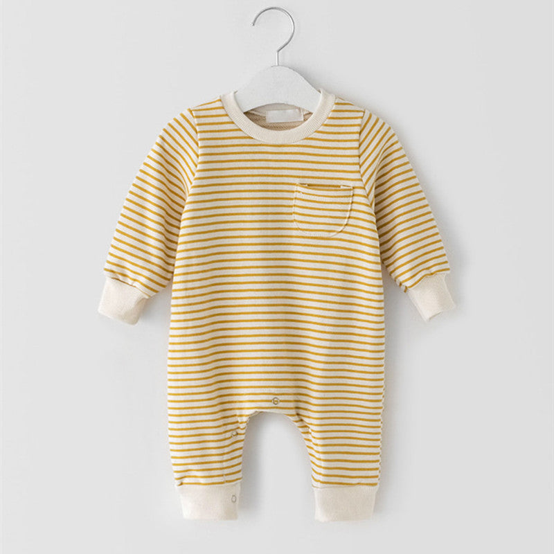 Striped Long-Sleeved Jumpsuit for Baby Boys and Girls