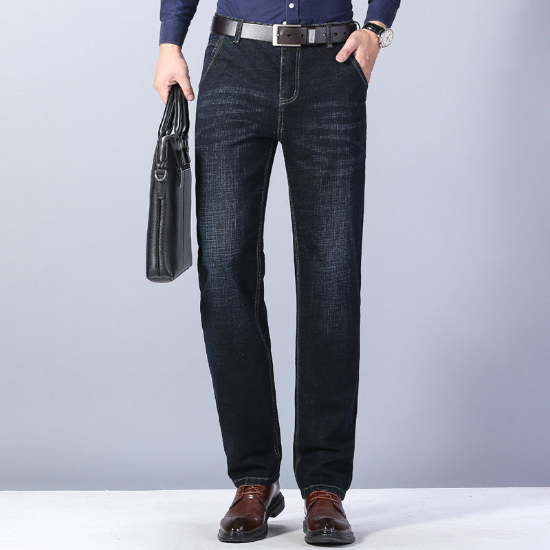 Men's Loose Fit Stretch Denim Pants for Business