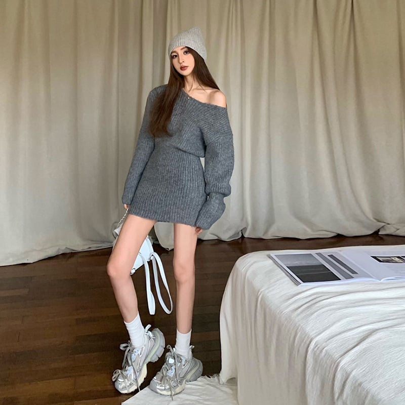 Women's Autumn Knitted Sweater Dress