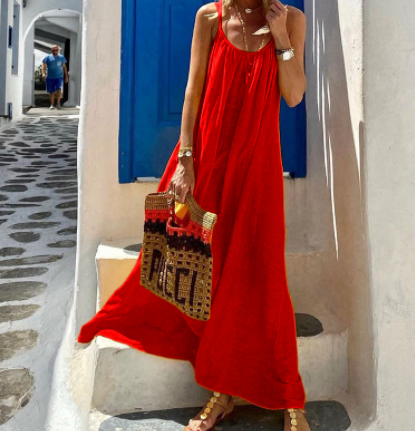 Halter Cotton and Linen Dress for Women