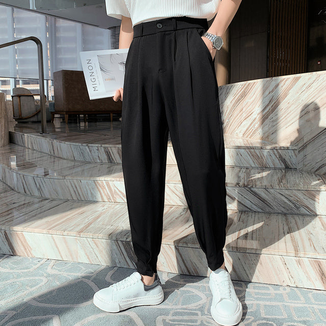 Korean Style Solid Color Casual Men's Pants