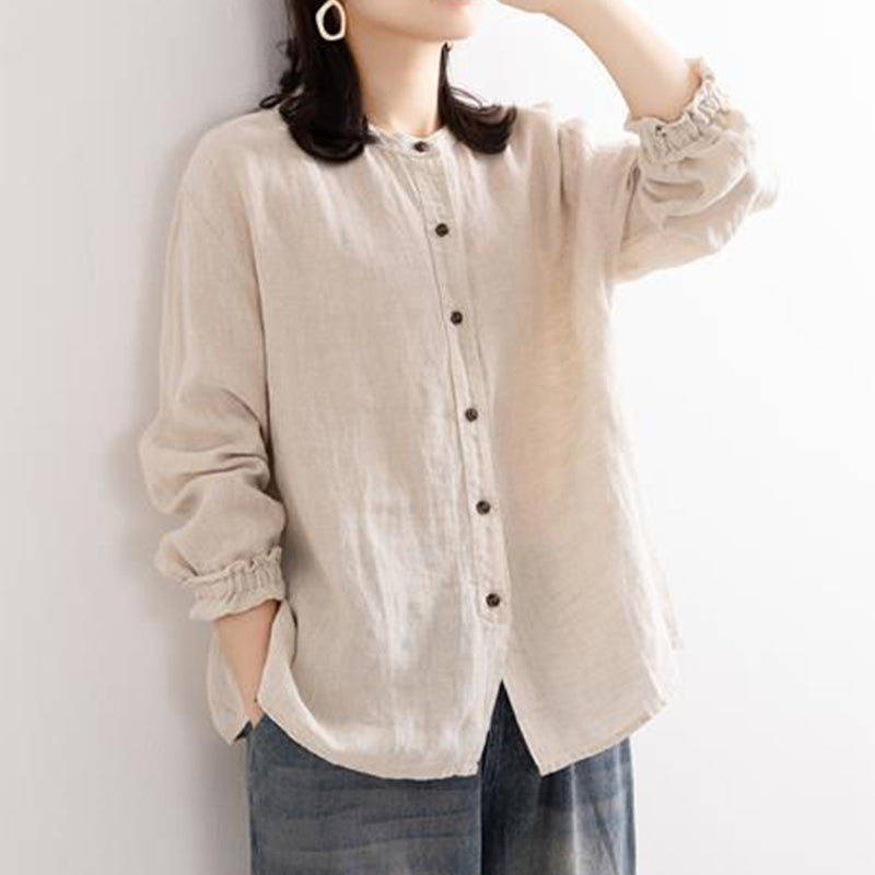Vintage Cotton Linen Casual Shirt for Spring and Autumn