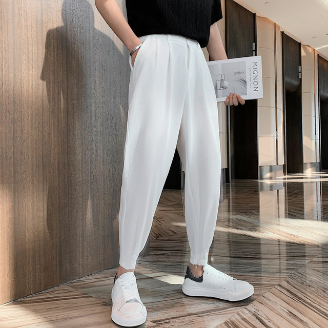 Korean Style Solid Color Casual Men's Pants