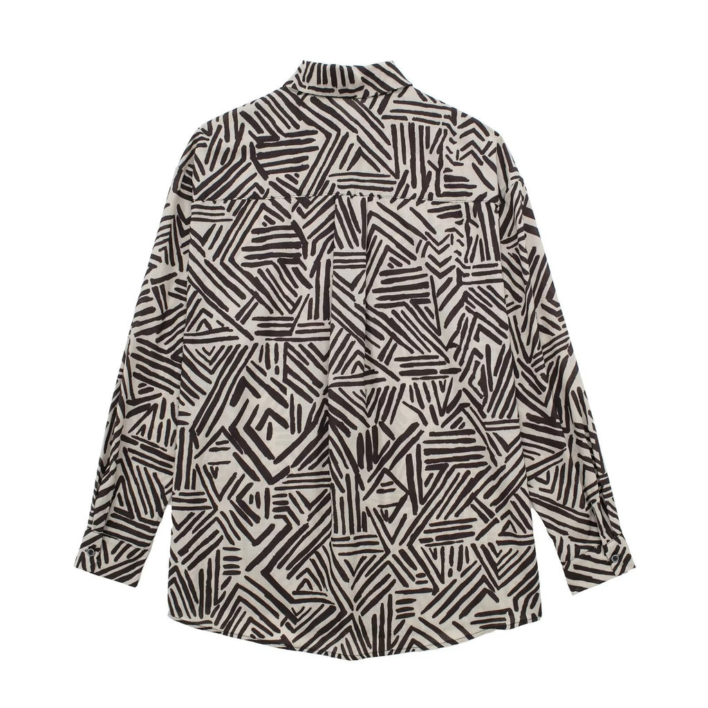 Women's Printed Long Sleeve Cotton Shirt and Wrap Set