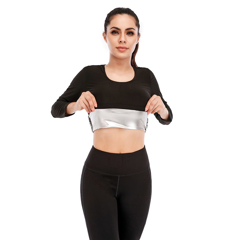 New Women's Long Sleeve Silver Sweat Yoga Set