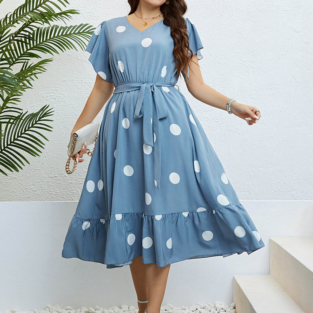 Summer V-Neck Tie-Waist Slimming Dress for Women