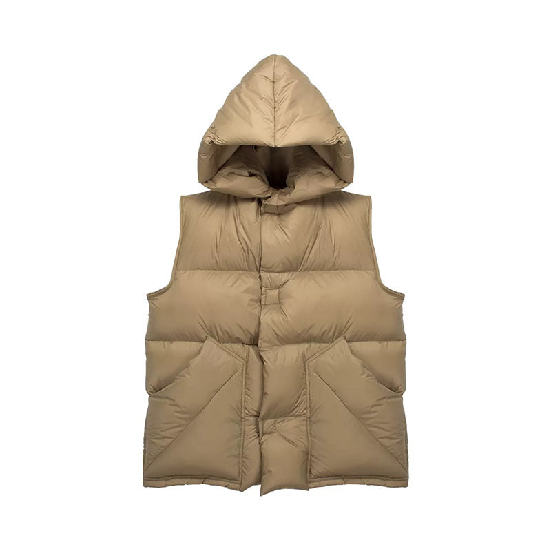 Women's White Duck Down Hooded Winter Vest