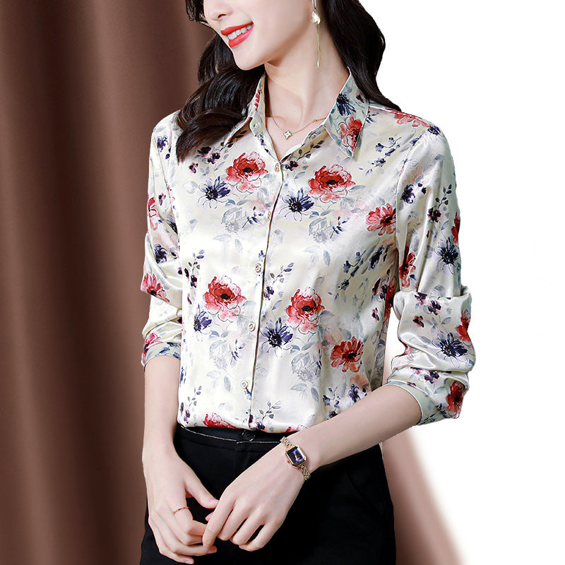Silk Shirt for Women - Fashionable Printed Blouse