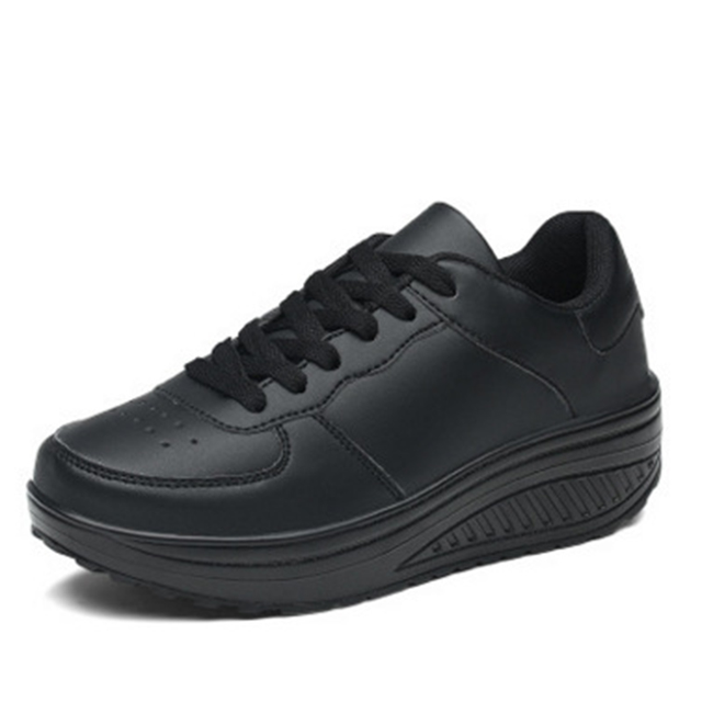 Breathable Leather Sneakers with Waterproof Wedge Platform