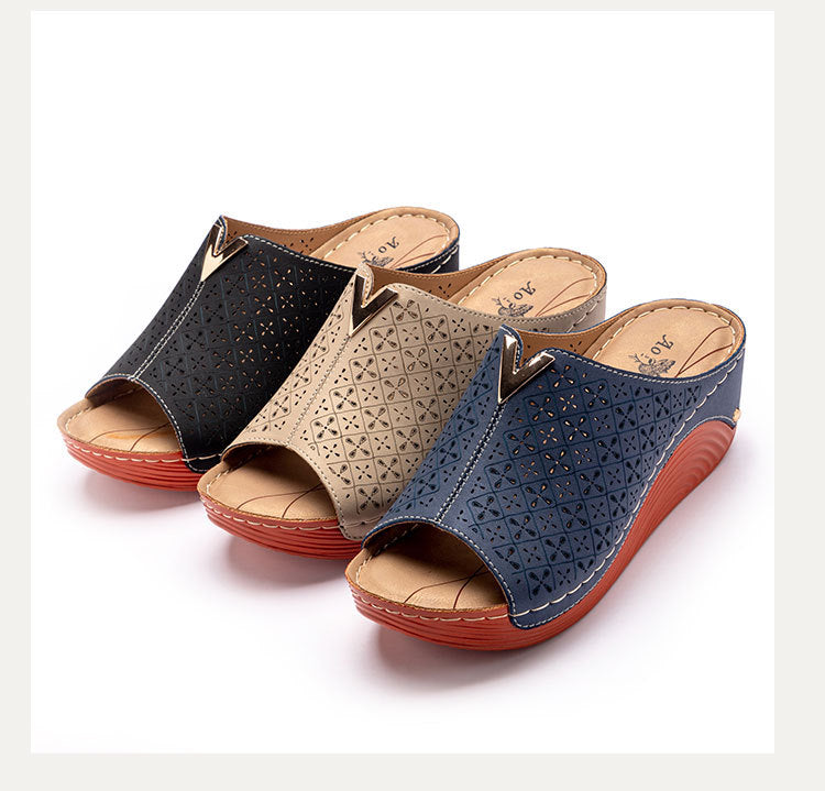 Large Wedge Heel Platform Slippers for Women