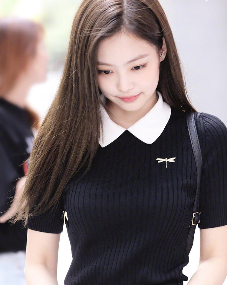 Jennie Style Blackpink Inspired Polo Knit Top for Women