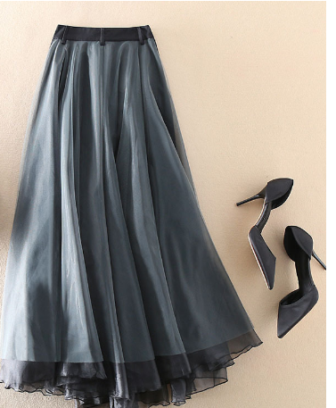 Ladies High Waist Paneled Mesh Skirt