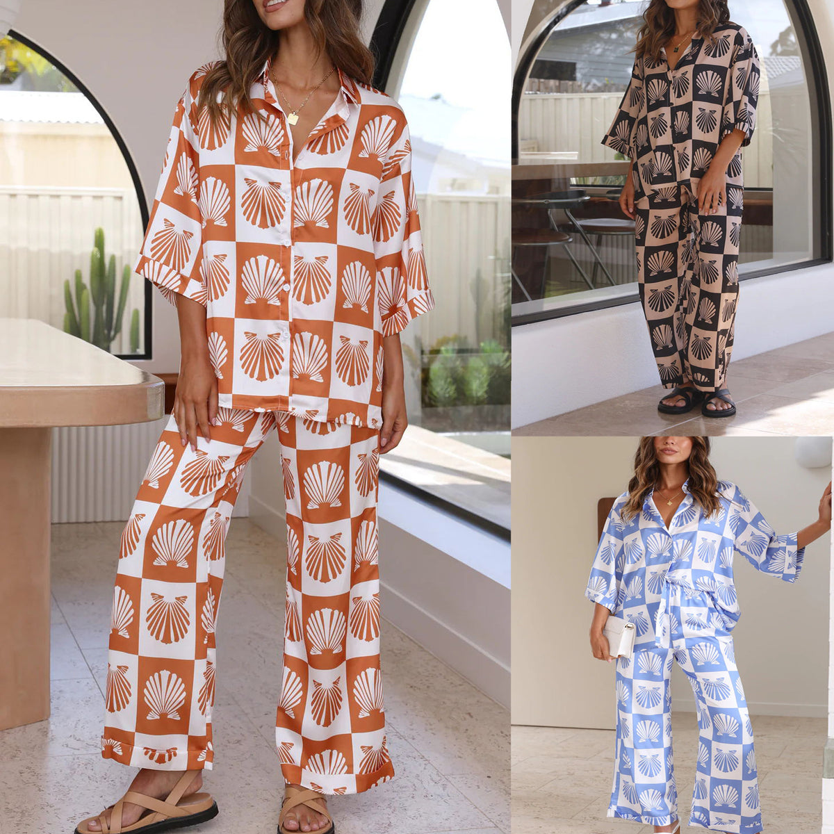 Spring/Summer Women's Casual 3/4 Sleeve Set