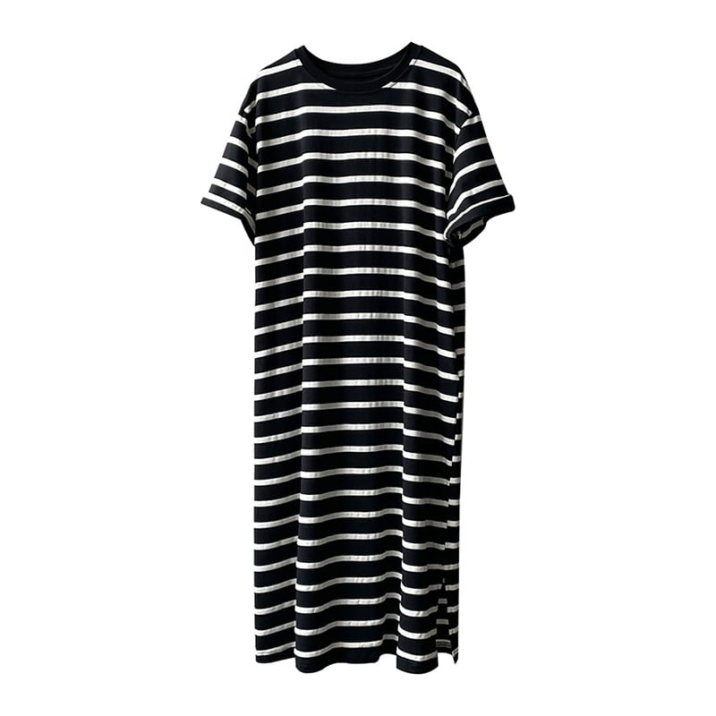 Casual Loose T-Shirt Dress with Mid Length Skirt