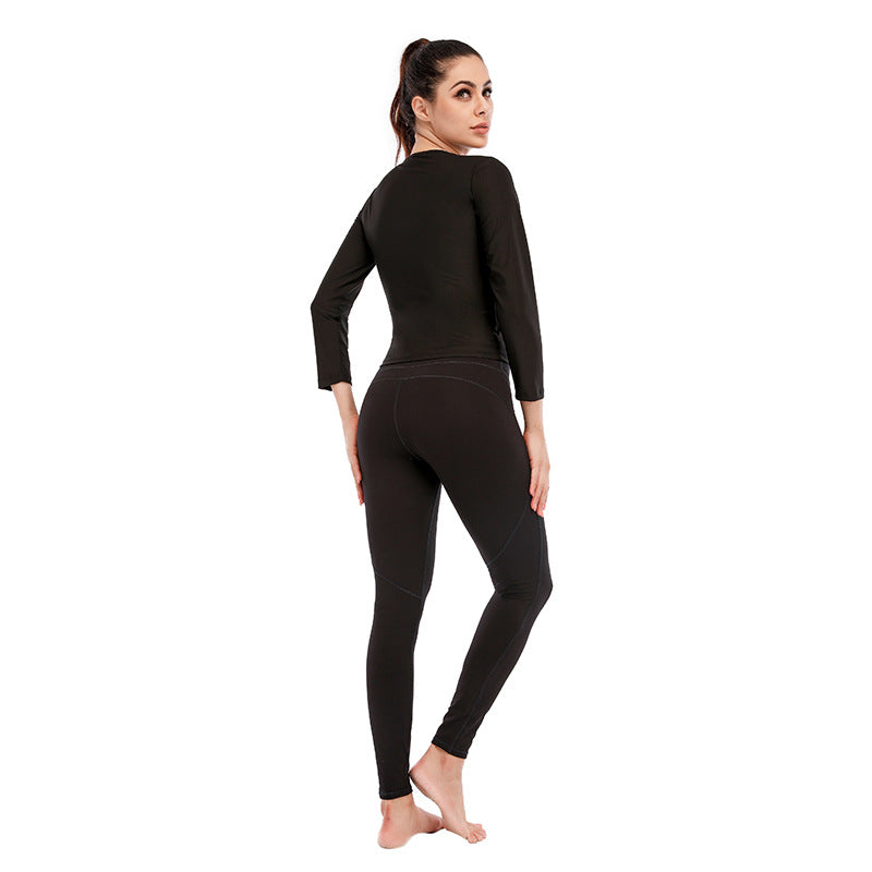 New Women's Long Sleeve Silver Sweat Yoga Set