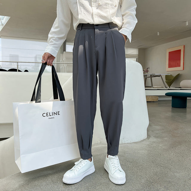 Korean Style Solid Color Casual Men's Pants