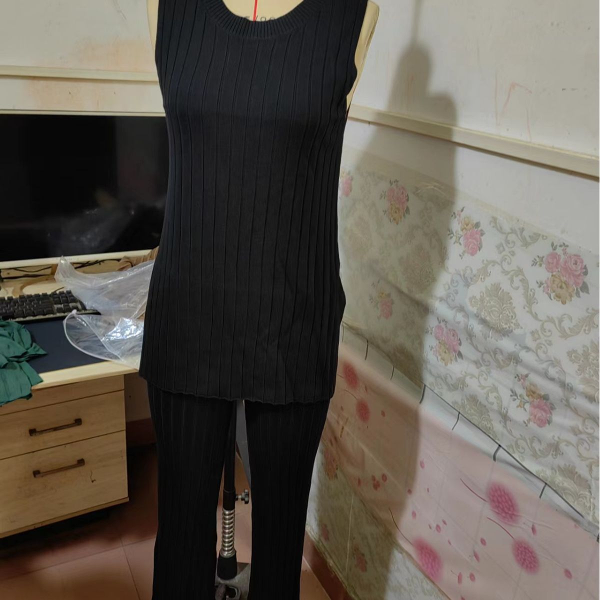 Summer Women's Cozy Knit Top & Wide Leg Pants Set