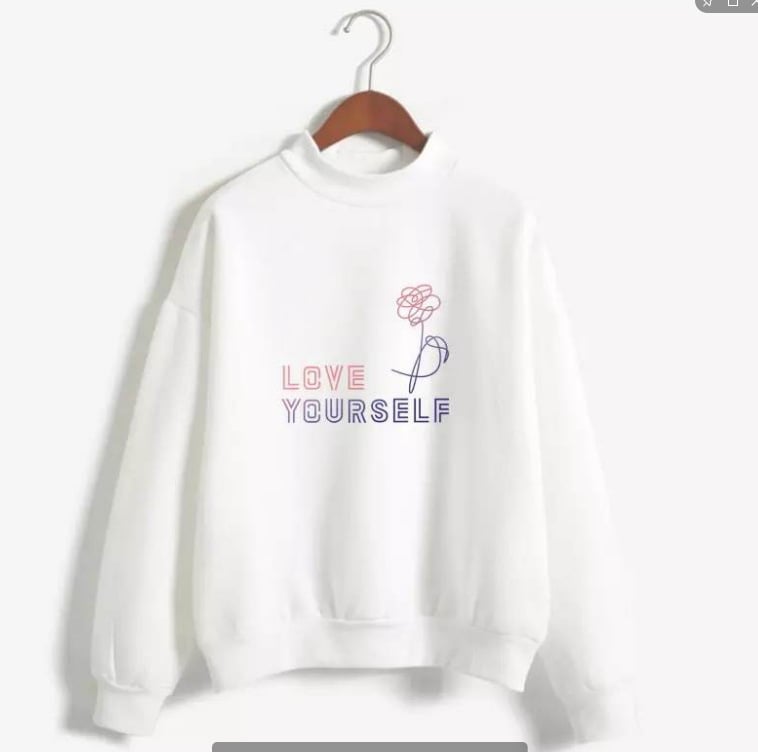 Love Yourself Harajuku Kpop Fleece Crew Neck Sweatshirt
