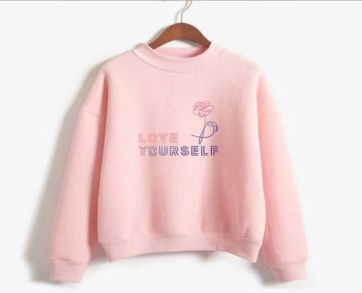 Love Yourself Harajuku Kpop Fleece Crew Neck Sweatshirt