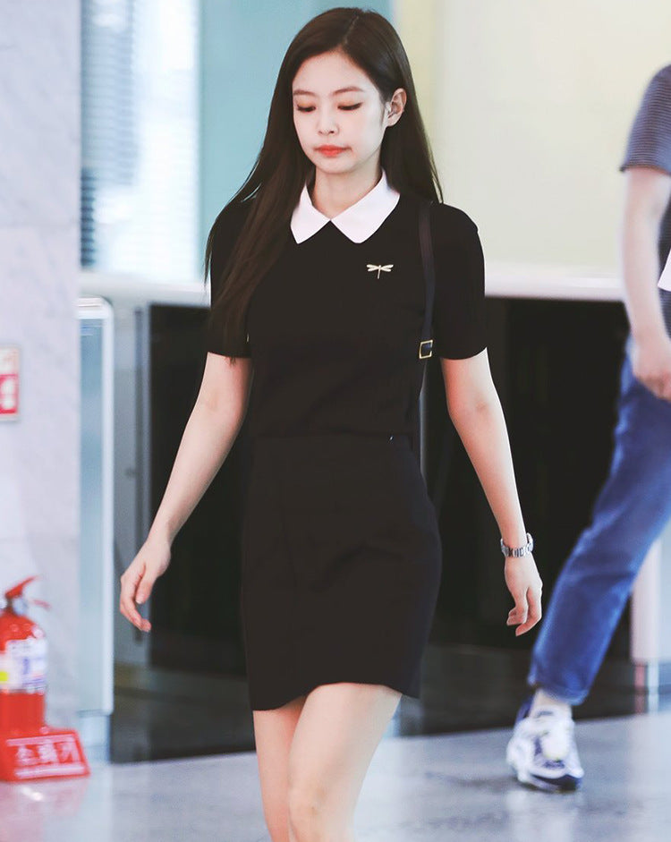 Jennie Style Blackpink Inspired Polo Knit Top for Women