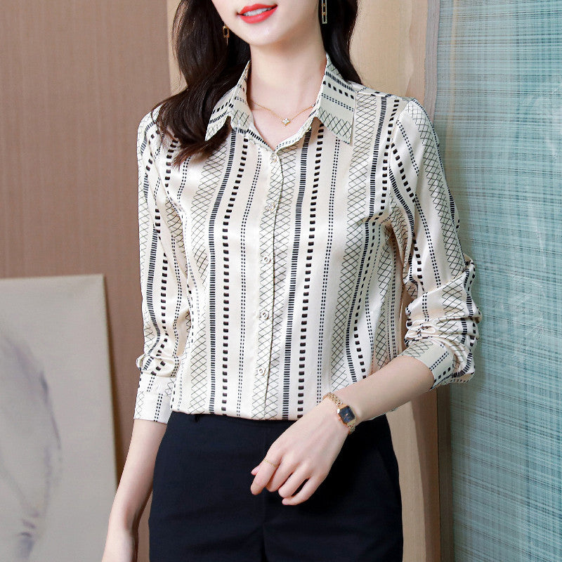 Silk Shirt for Women - Fashionable Printed Blouse