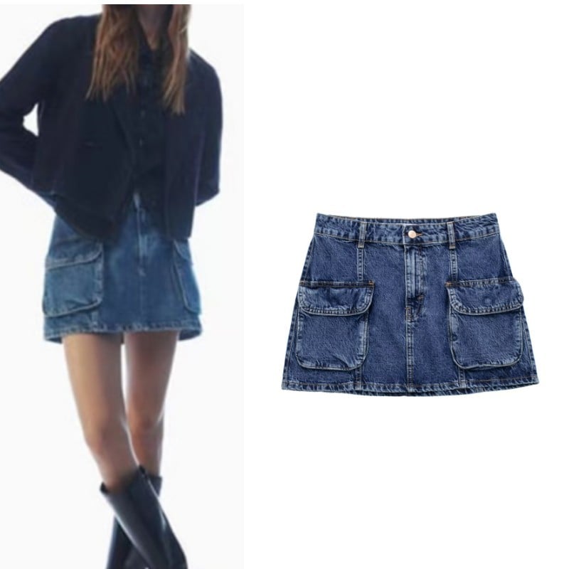 Denim Half Skirt for Women's Fashion Work Section