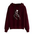 Plus Size Casual Sweatshirts for Women with Heart Design