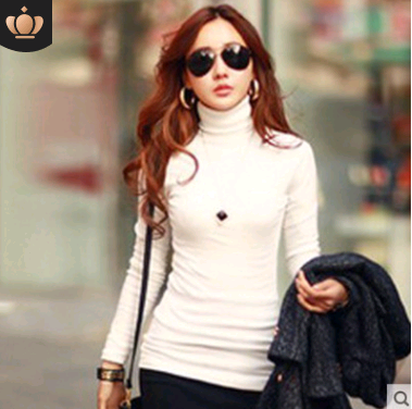 Women's High Neck Fleece Long Sleeve T-Shirt