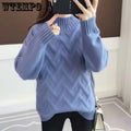 Autumn Winter Women's High-Neck Slim Rib Knit Sweater