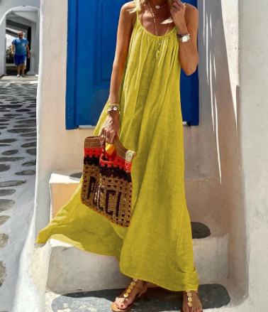 Halter Cotton and Linen Dress for Women