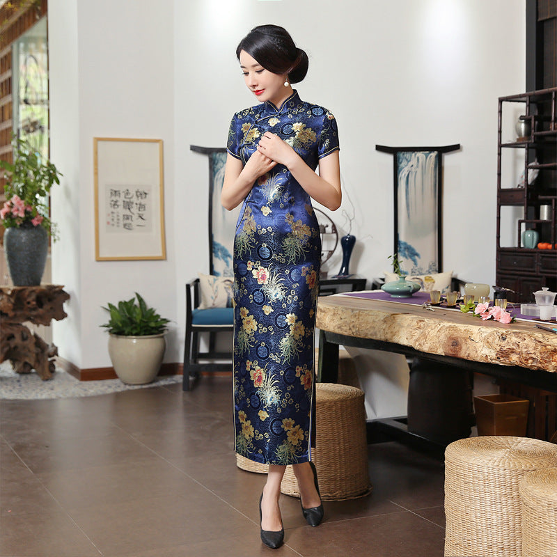 Summer Vintage Chinese Style Long Qipao Dress