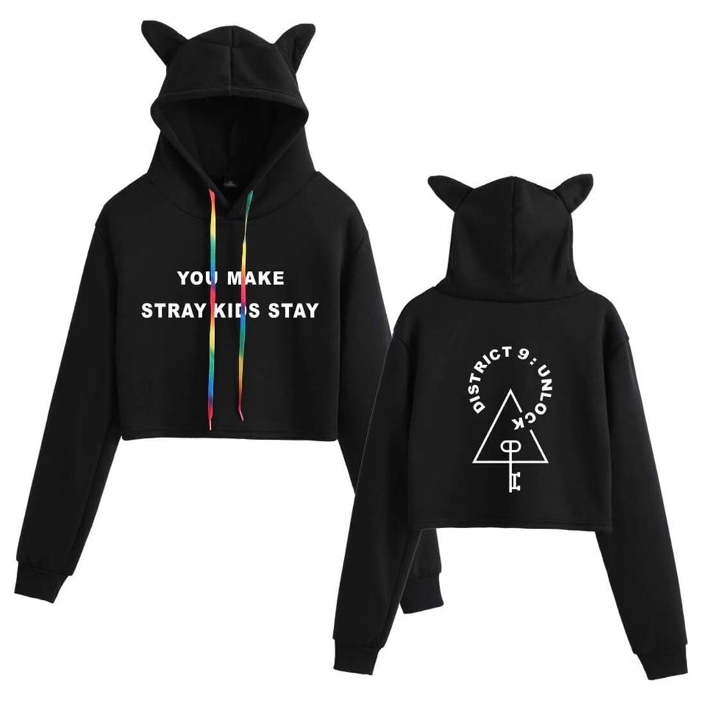 Kpop Stray Kids Hoodie Cat Ear Sweaters for Womens Felix Hyunjin Bangchan Hoodie Sweatshirt