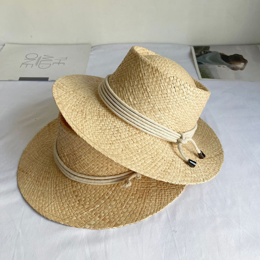 Fashionable Women's Flat Brim Raffia Beach Hat
