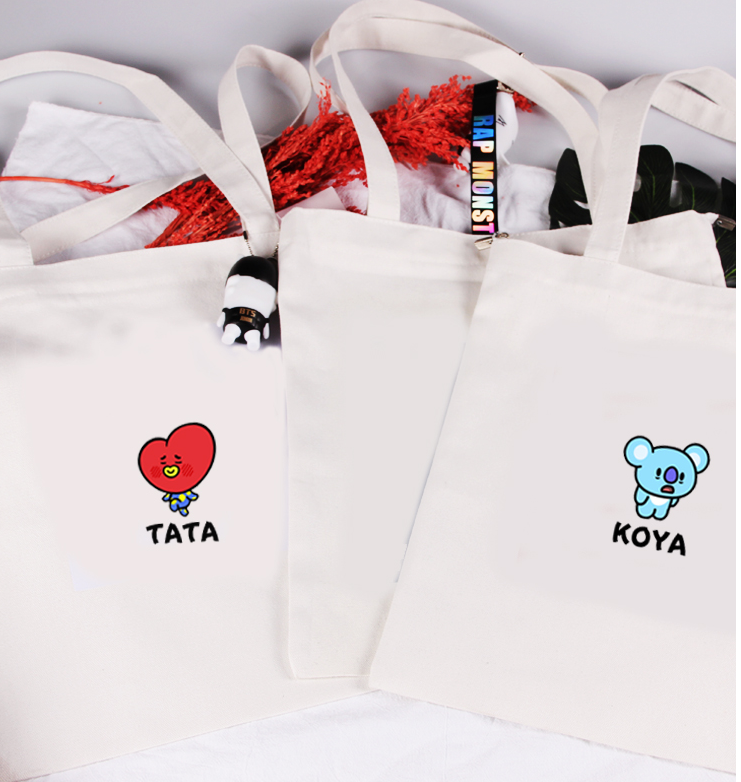 BTS Cartoon Canvas Shoulder Bag - Simple and Versatile