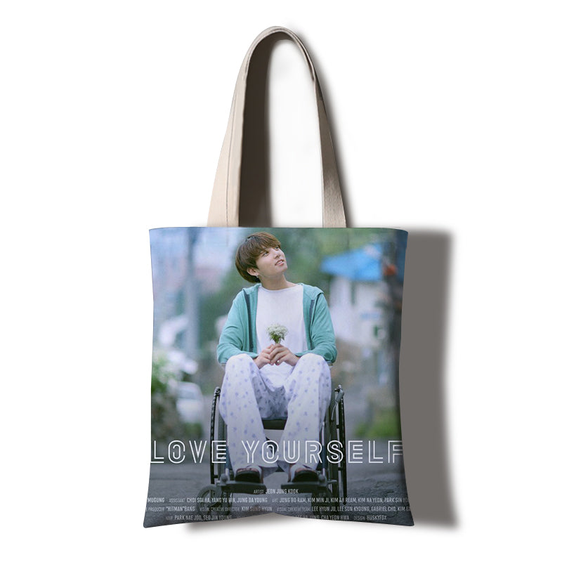 BTS Themed Tote Bag for Students and Travel Use