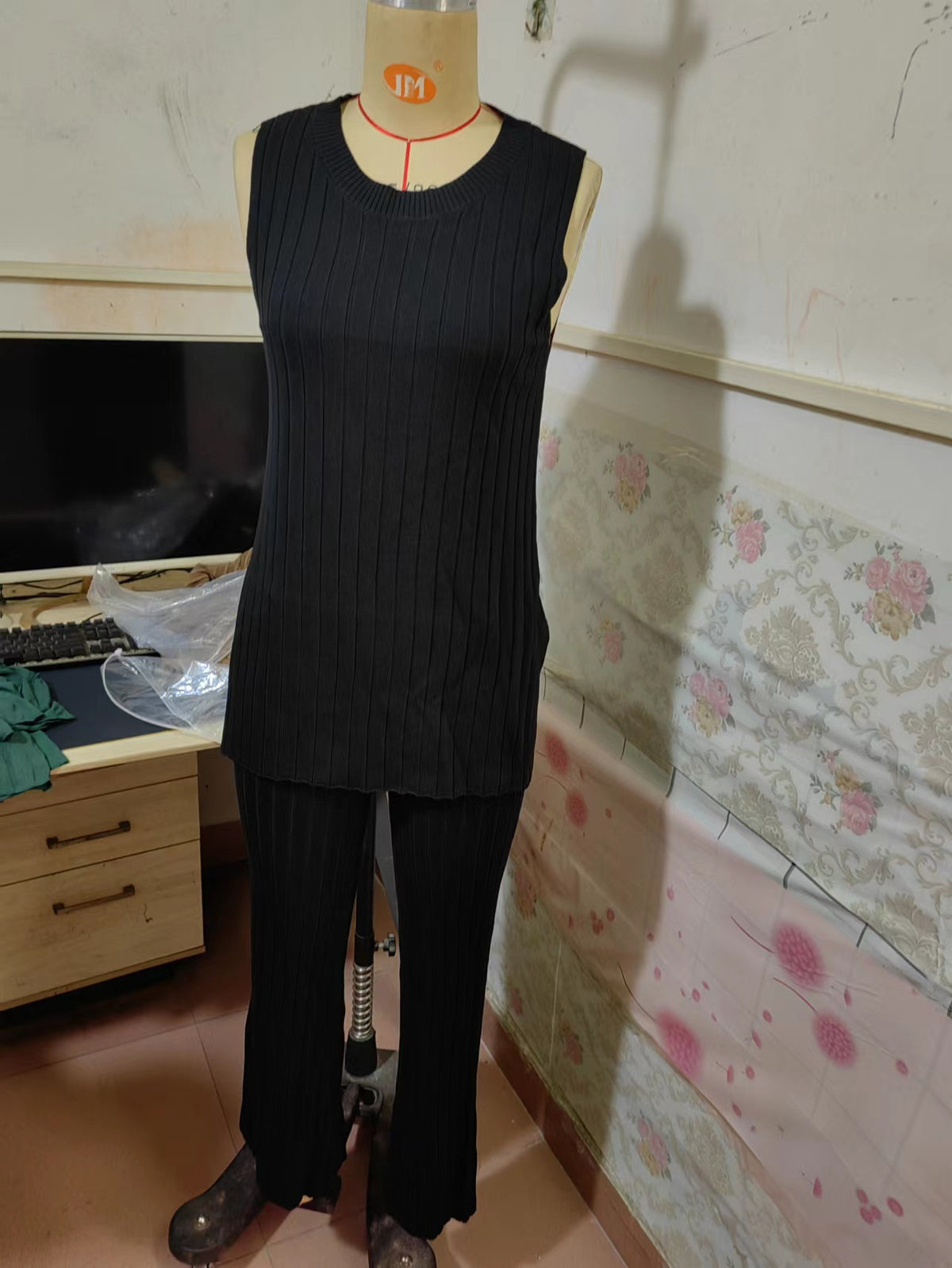 Summer Women's Cozy Knit Top & Wide Leg Pants Set