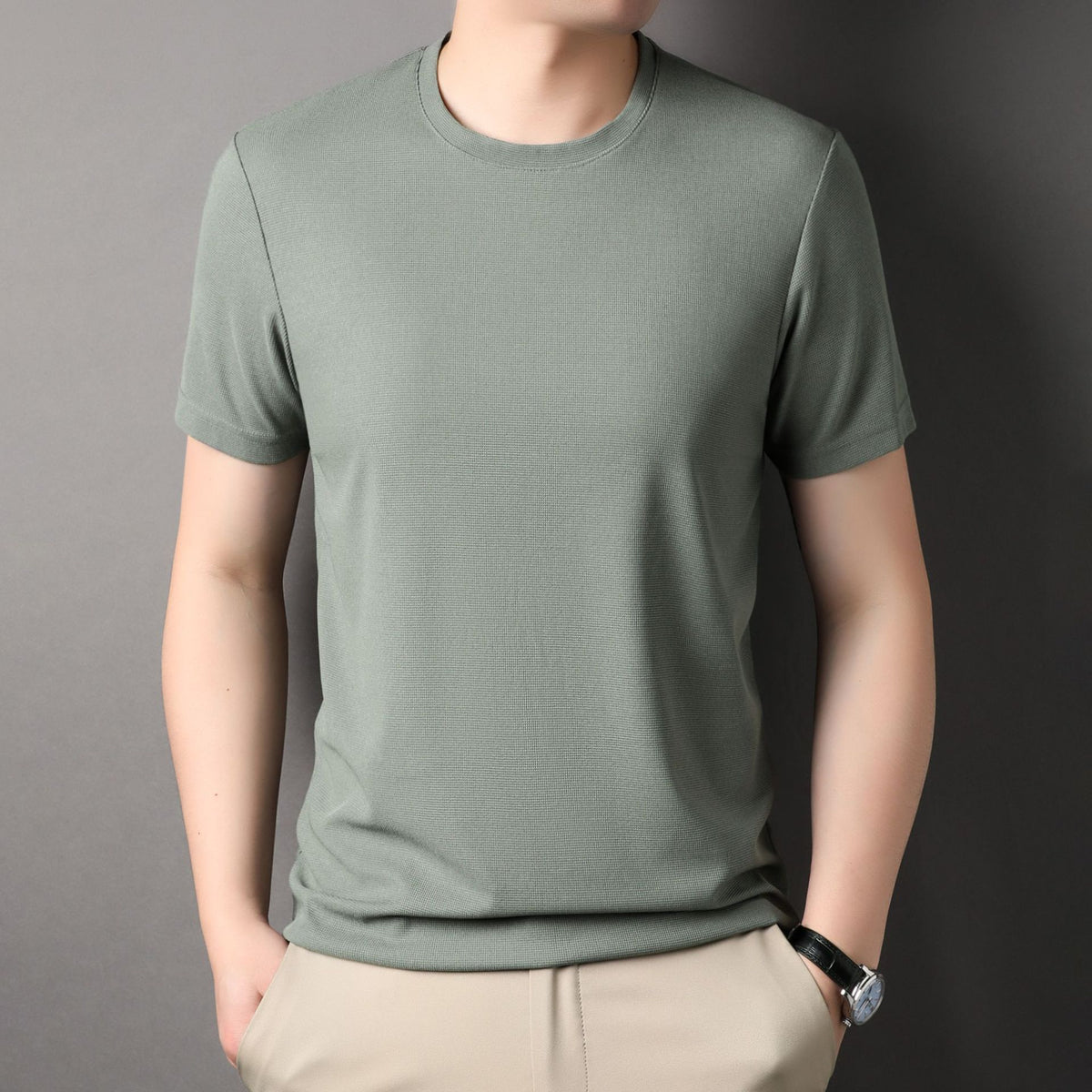 Men's Short Sleeve Waffle T-Shirt - Summer Casual